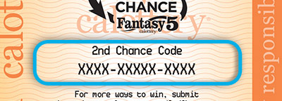 Fantasy 5 2nd Chance code on ticket.