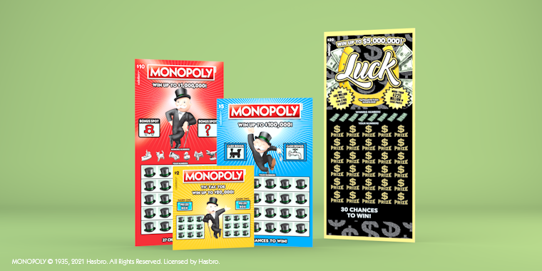 four April Scratchers on a green background