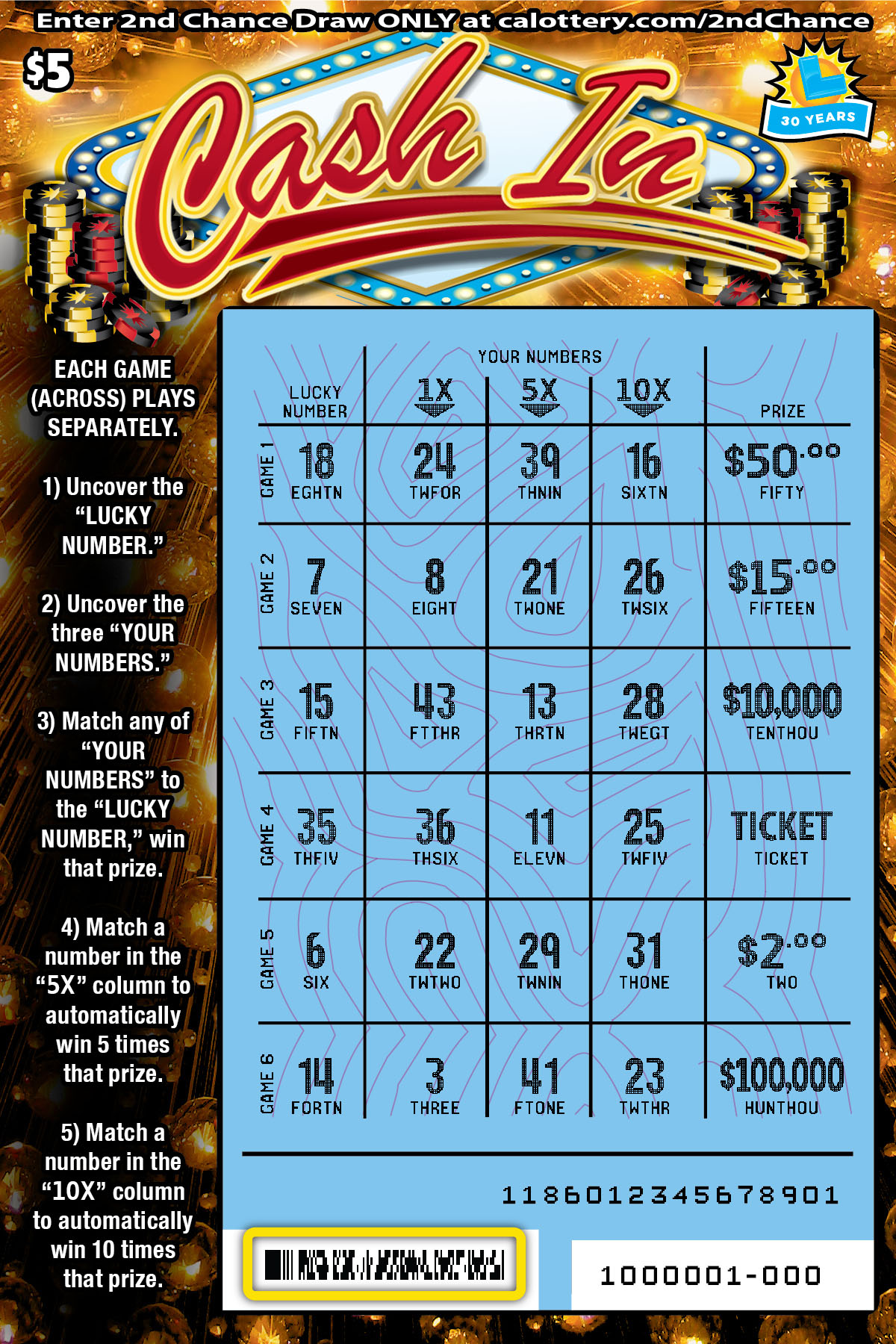 2nd chance lotto tickets