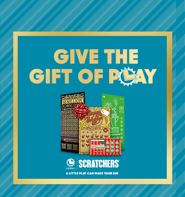 Give The Gift of Play Text On Blue Background