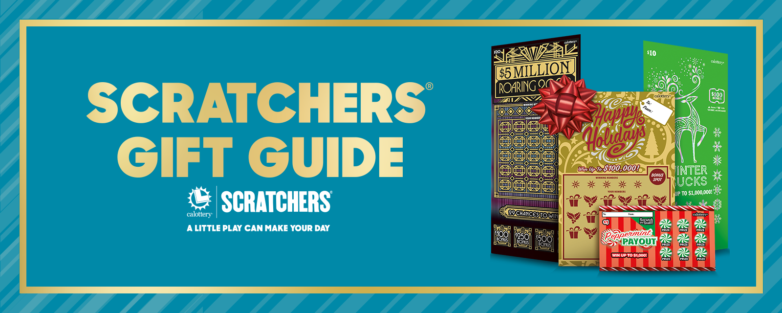 Scratchers Gift Guide Text With Blue Background