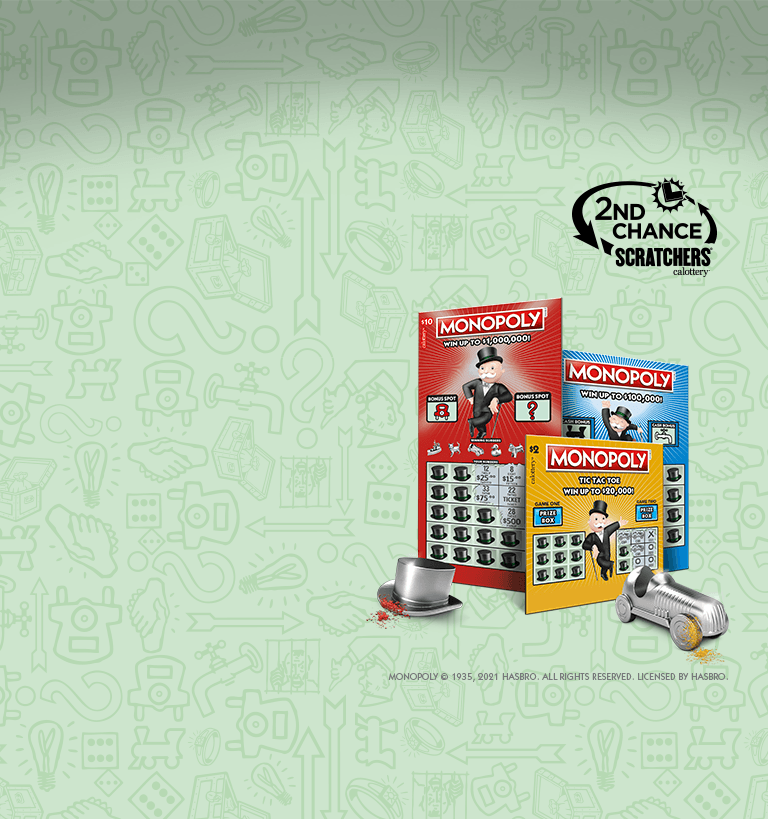 monopoly scratchers on a green background