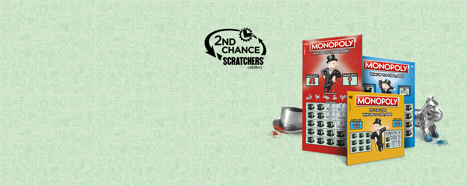 Monopoly Scratchers on a green background