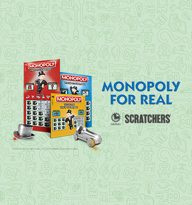monopoly scratchers on a green background