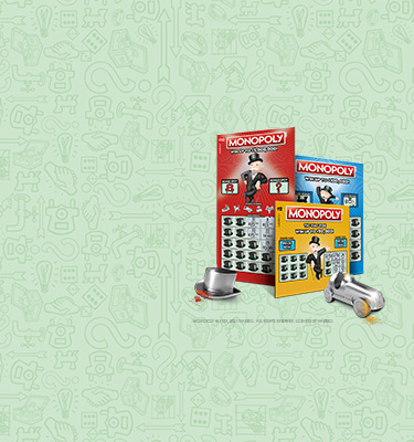 three Monopoly Scratchers on a green background