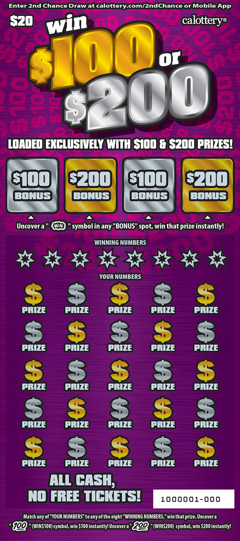 $20 Win $100 or $200 1501
