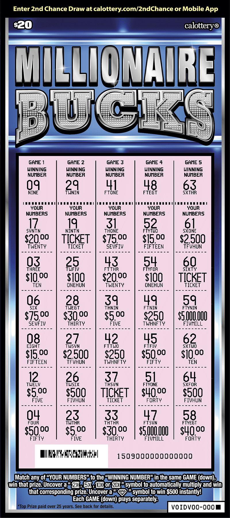 1509 $20 Millionaire Bucks
