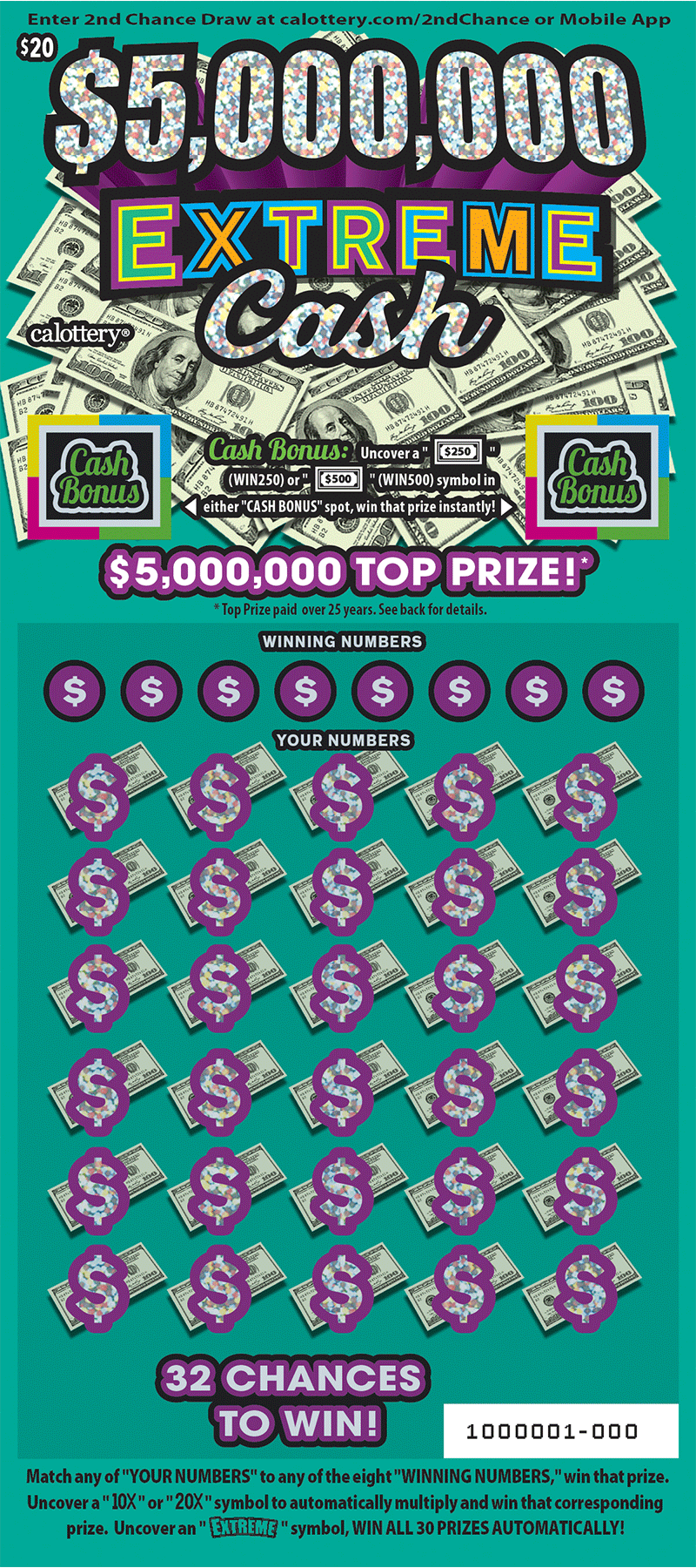 $20 $5,000,000 Extreme Cash 1519