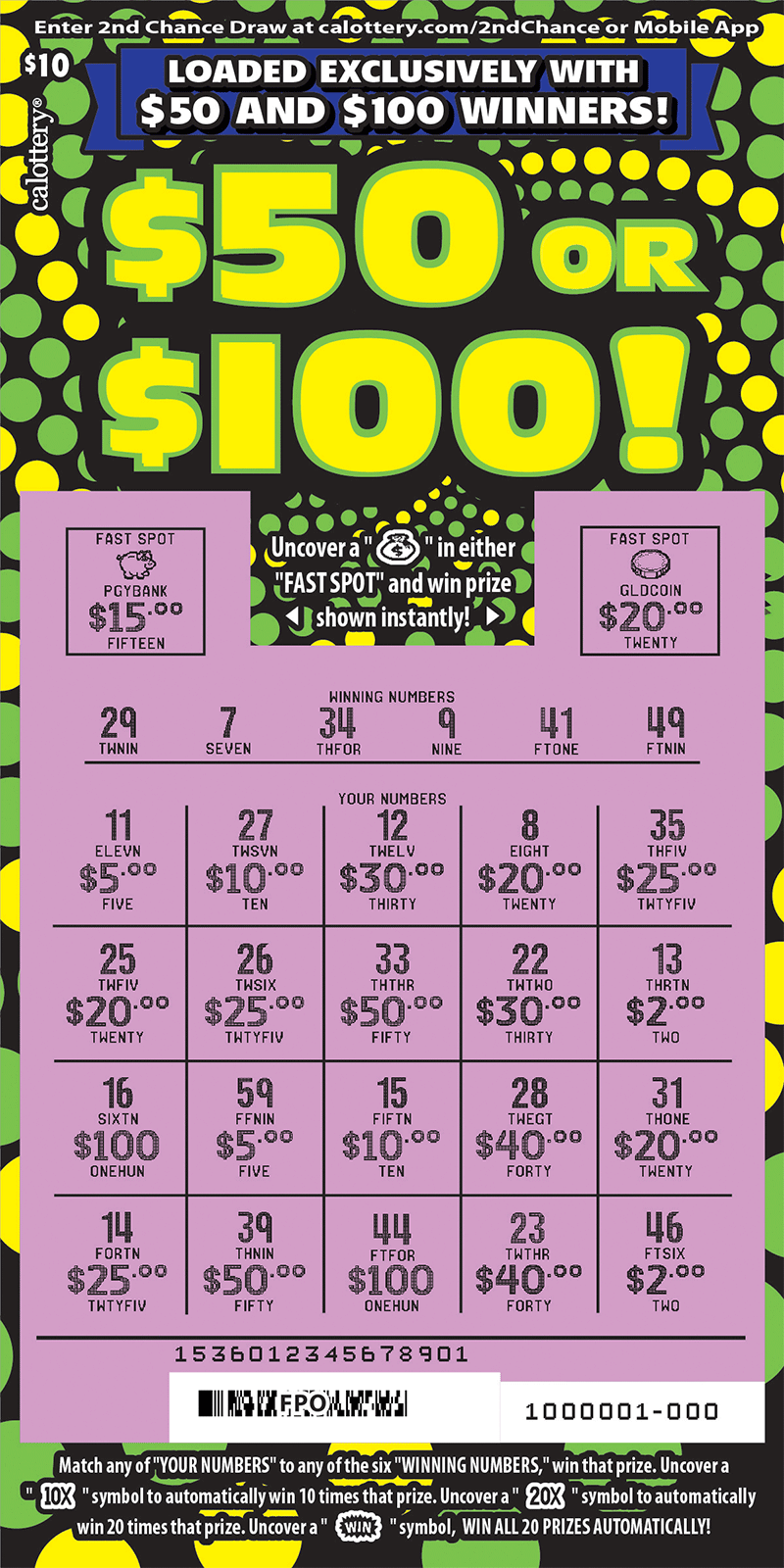 1536 $10 $50 or $100