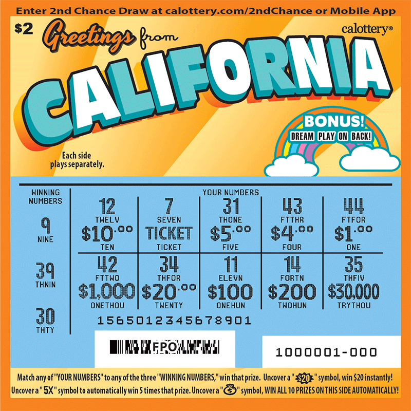 1565 $2 Greetings from California