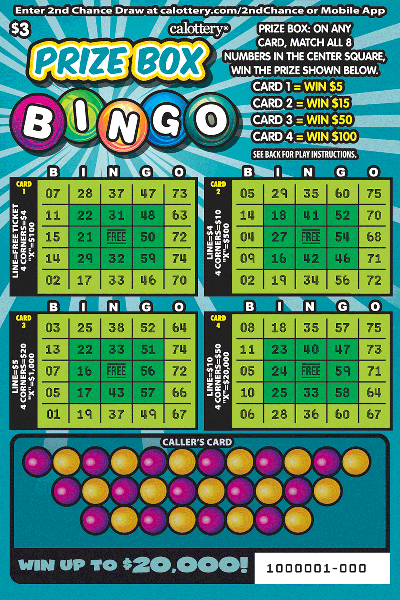 1579 Prize Box Bingo California Lottery