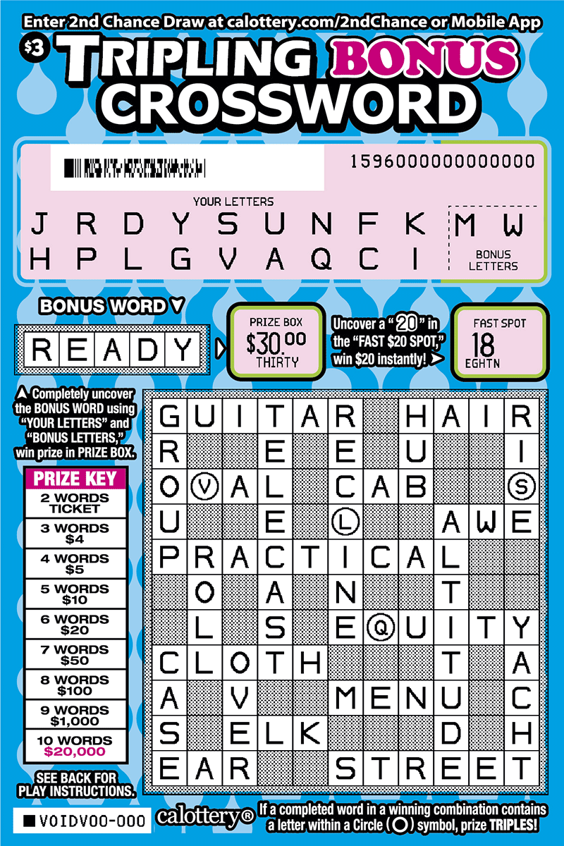 Tripling Bonus Crossword (1596) | California State Lottery