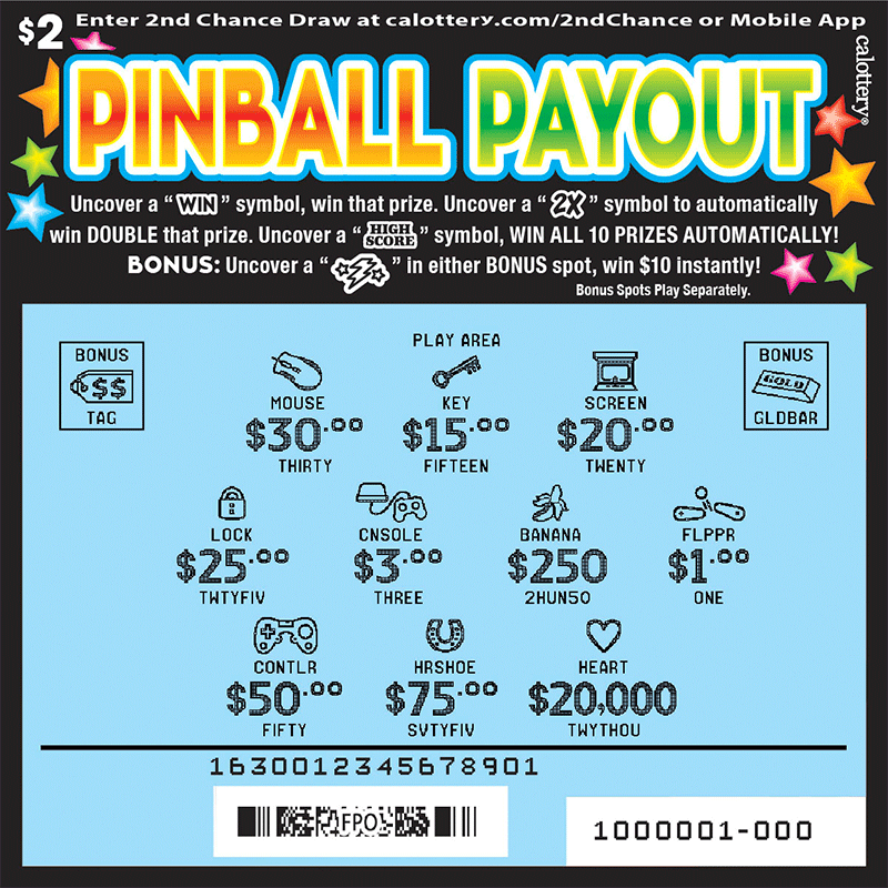 Pinball Payout (1630) California State Lottery