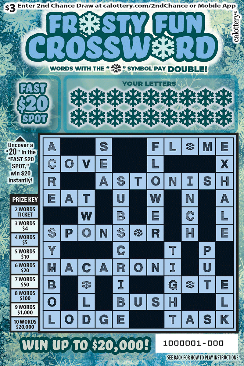 Frosty Fun Crossword (1648) California State Lottery Frosty Fun Crossword (1648) California State Lottery