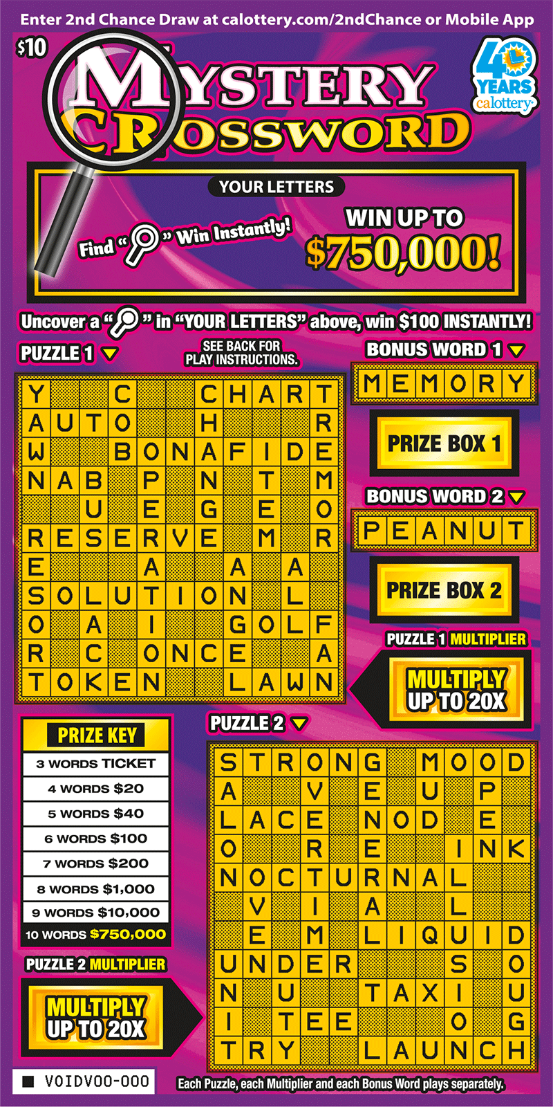 Mystery Crossword (1659) California State Lottery Mystery Crossword (1659) California State Lottery