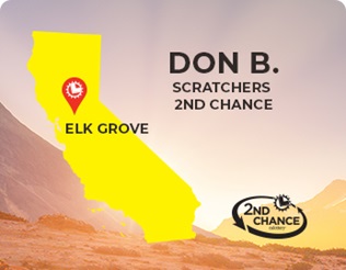scratchers 2nd chance winner Don B. of Elk Grove, California