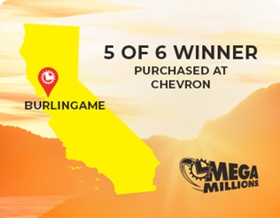 5 of 6 winner purchased at Chevron in Burlingame, California