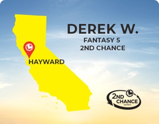 Fantasy Five 2nd chance winner Derek W of Hayward, California