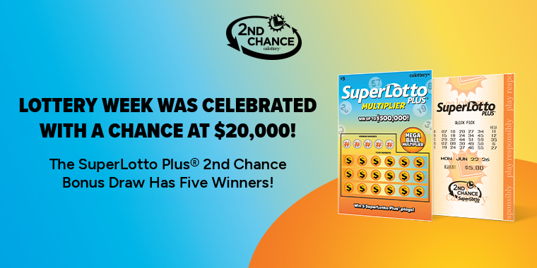 Lottery Week Was Celebrated With A Chance At $20,000! | The SuperLotto Plus® 2nd Chance Bonus Draw Has Five Winners!