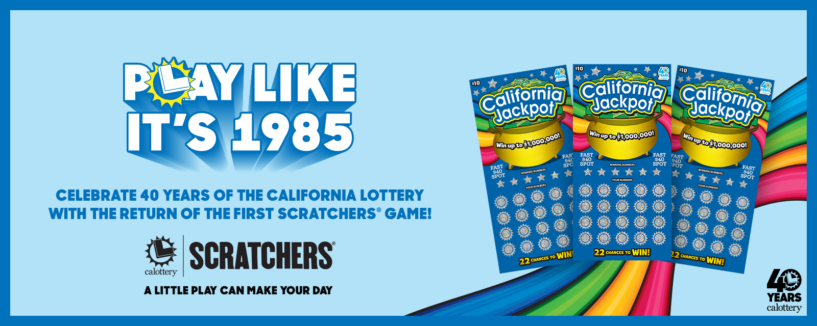 Play Like It's 1985 | Celebrate 40 Years of the California Lottery With the Return of the First Scratchers® Game!