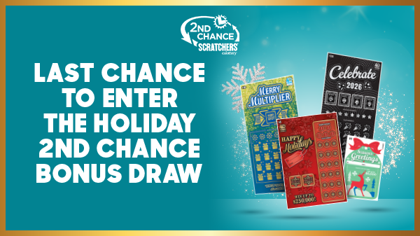 参加 Holiday Scratchers 2nd Chance Bonus Draw 的最后一次机会