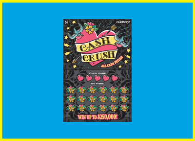 Cash Crush Scratcher on a blue background with yellow borders