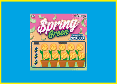 Spring Cash Scratcher on a light blue background with yellow border