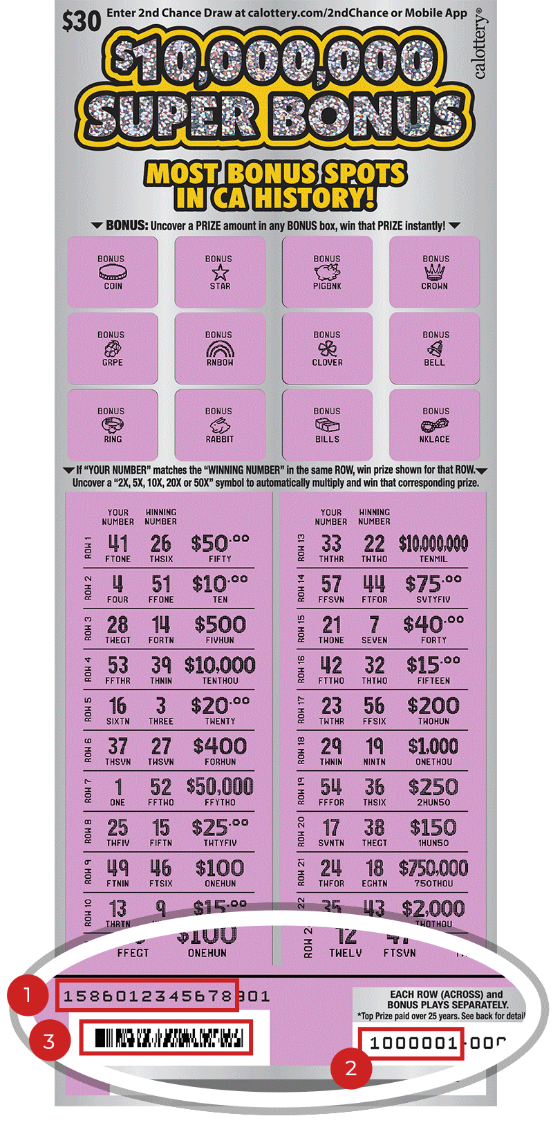 1586 $30 10000000 Super Bonus