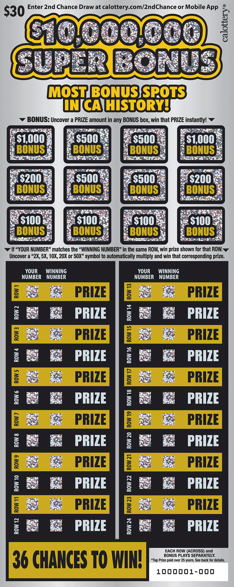 1586 $30 10000000 Super Bonus