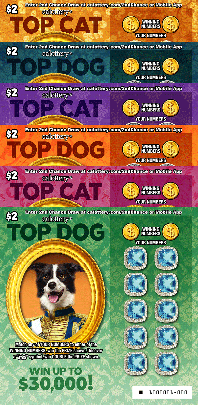 CA Lottery - Top Dog Top Cat (#1647) - scratch off odds