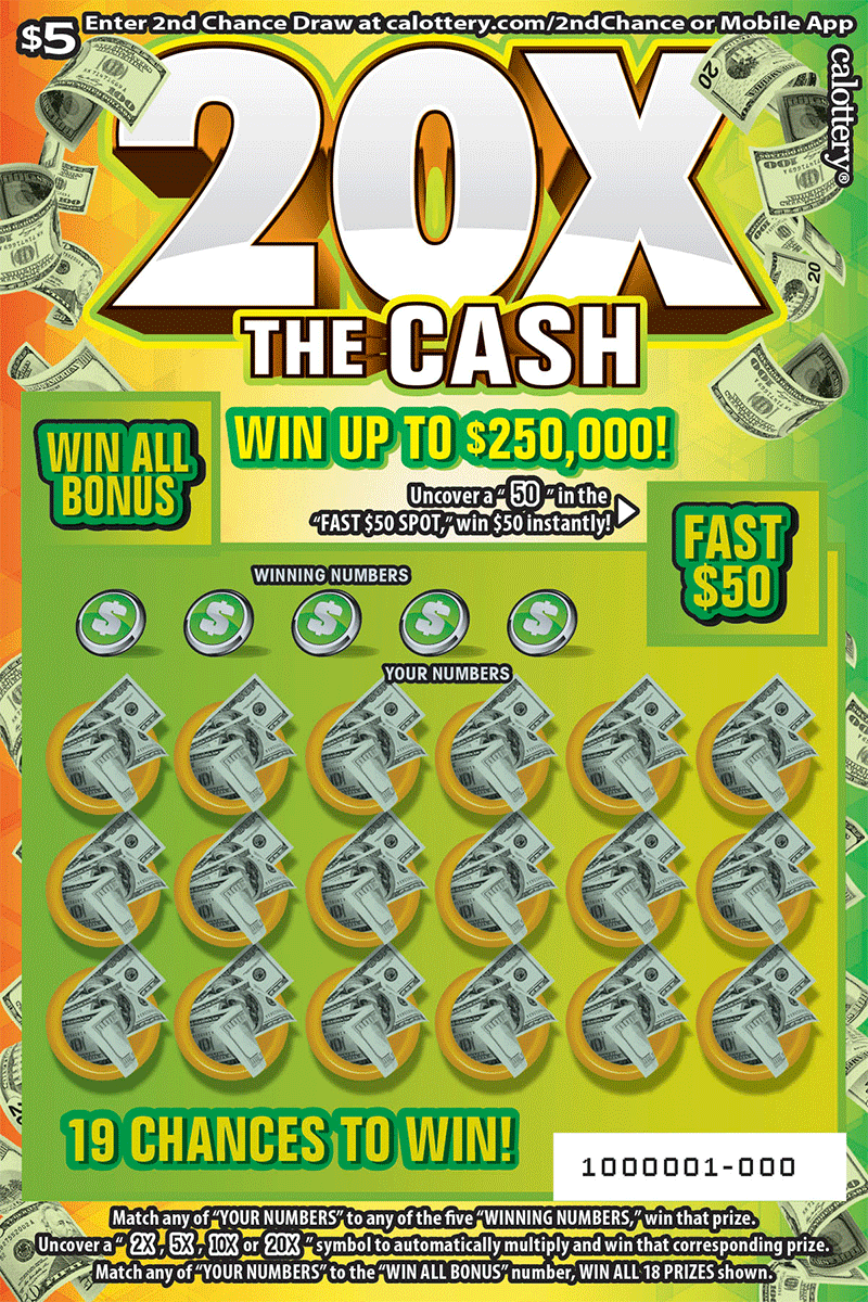 CA Lottery - 20X The Cash (#1649) - scratch off odds
