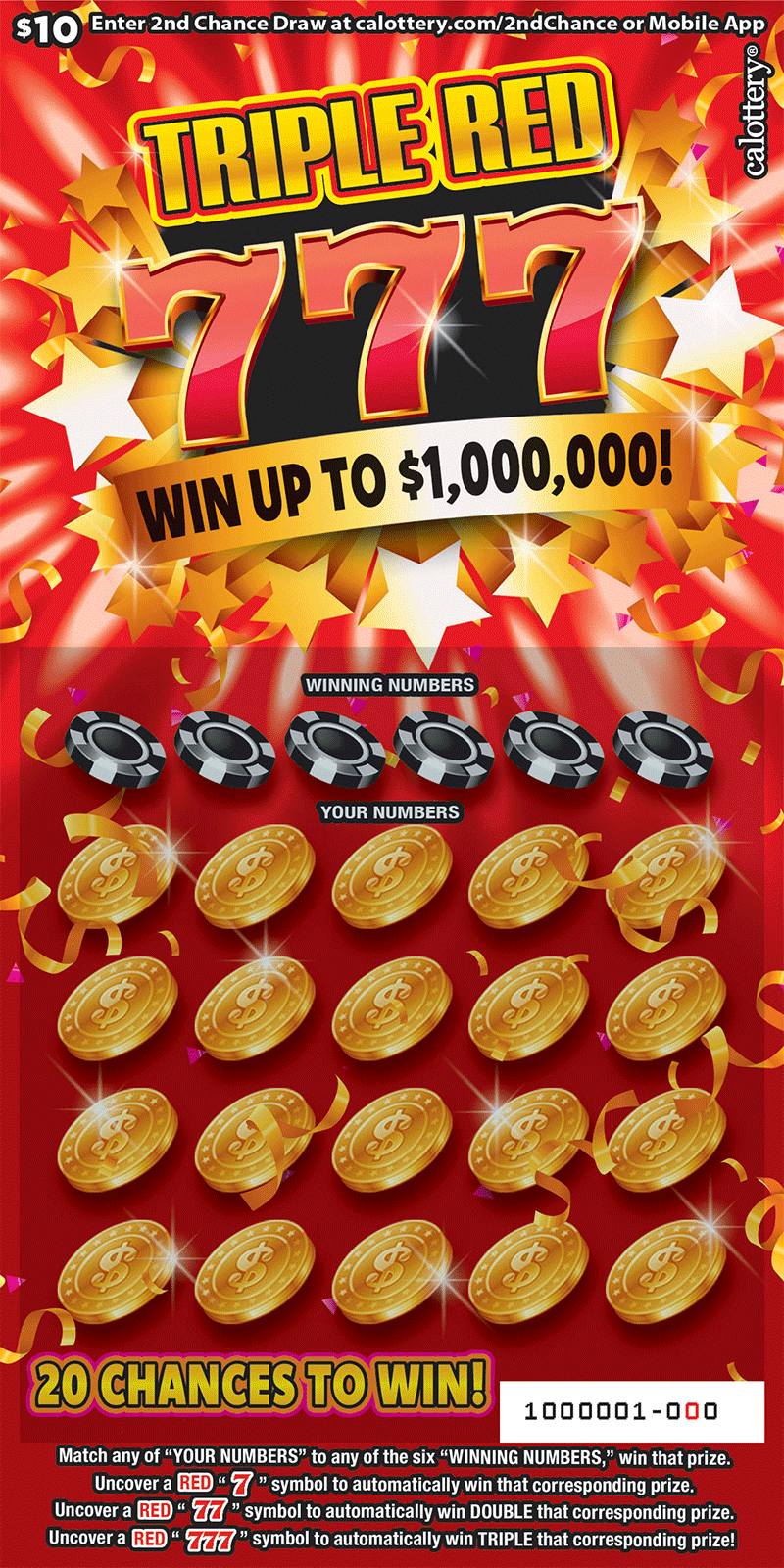 CA Lottery - Triple Red 777 (#1650) - scratch off odds
