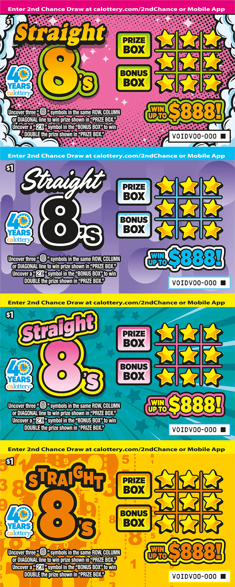CA Lottery - Straight 8's (#1674) - scratch off odds