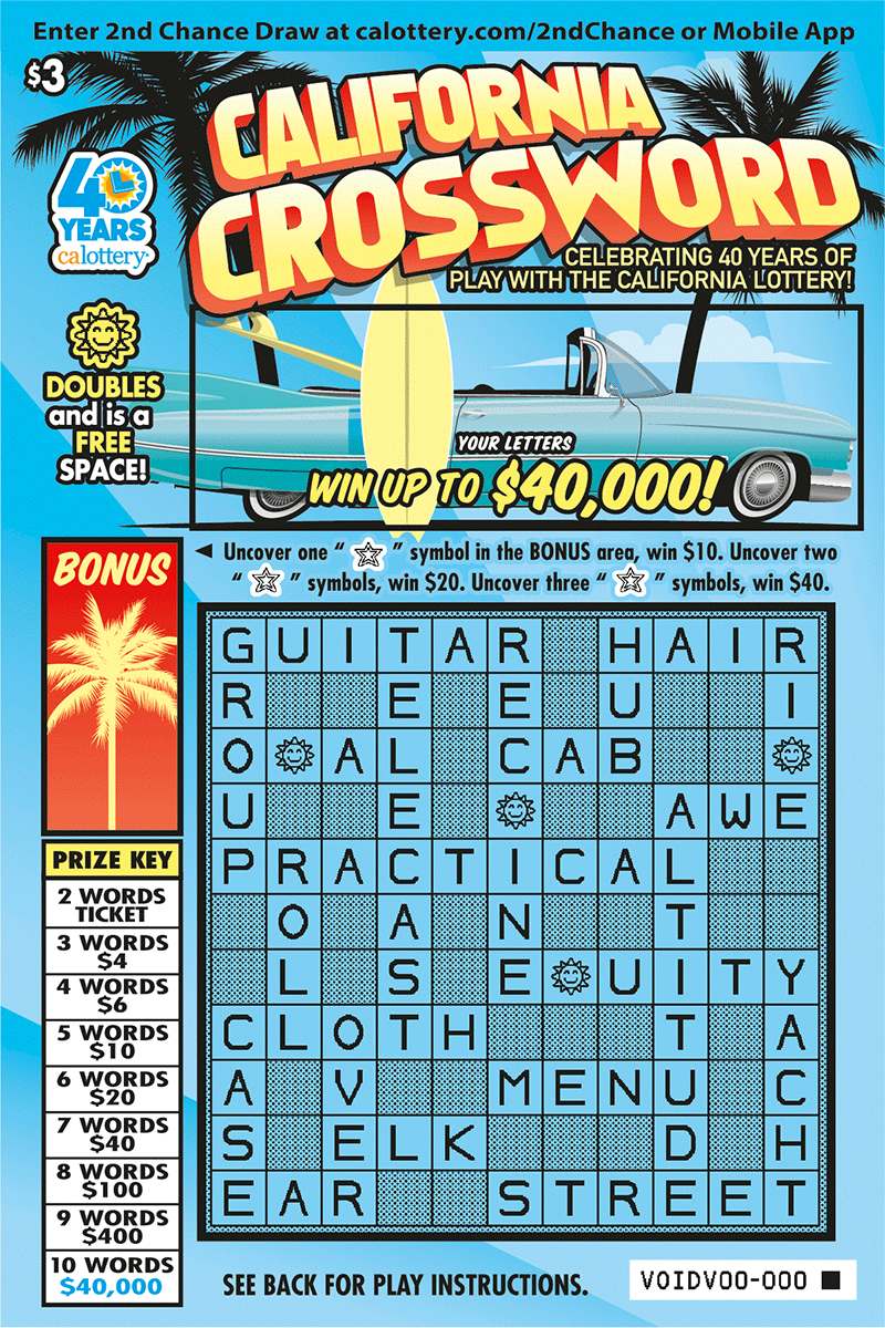 CA Lottery - California Crossword (#1676) - scratch off odds