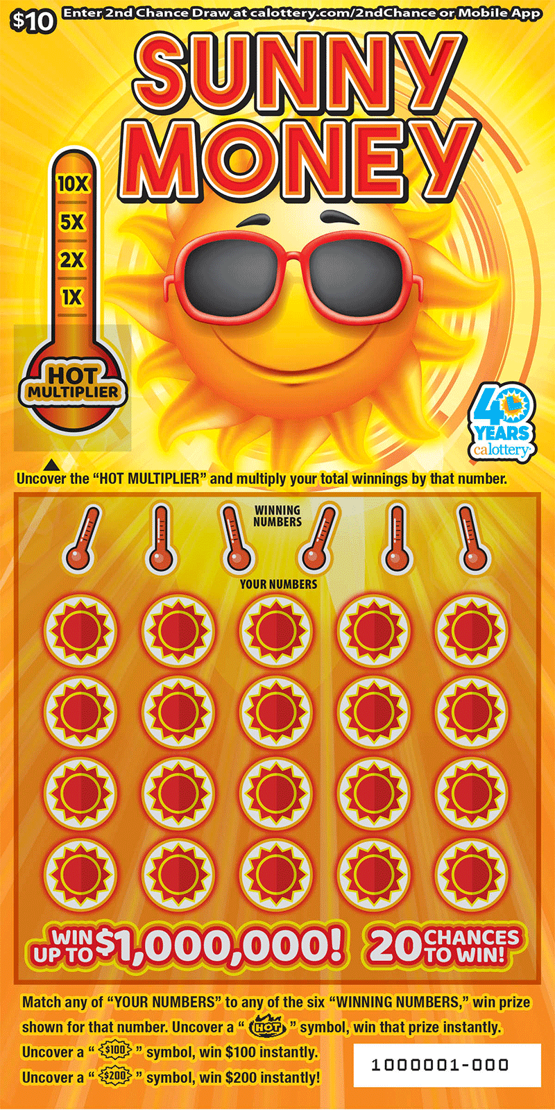 CA Lottery - Sunny Money (#1677) - scratch off odds