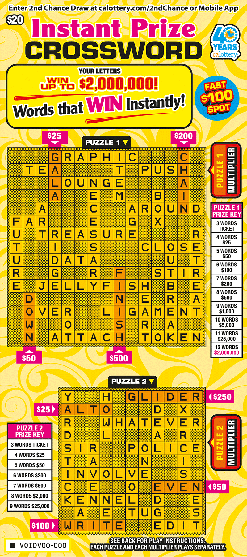 CA Lottery - Instant Prize Crossword (#1682) - scratch off odds