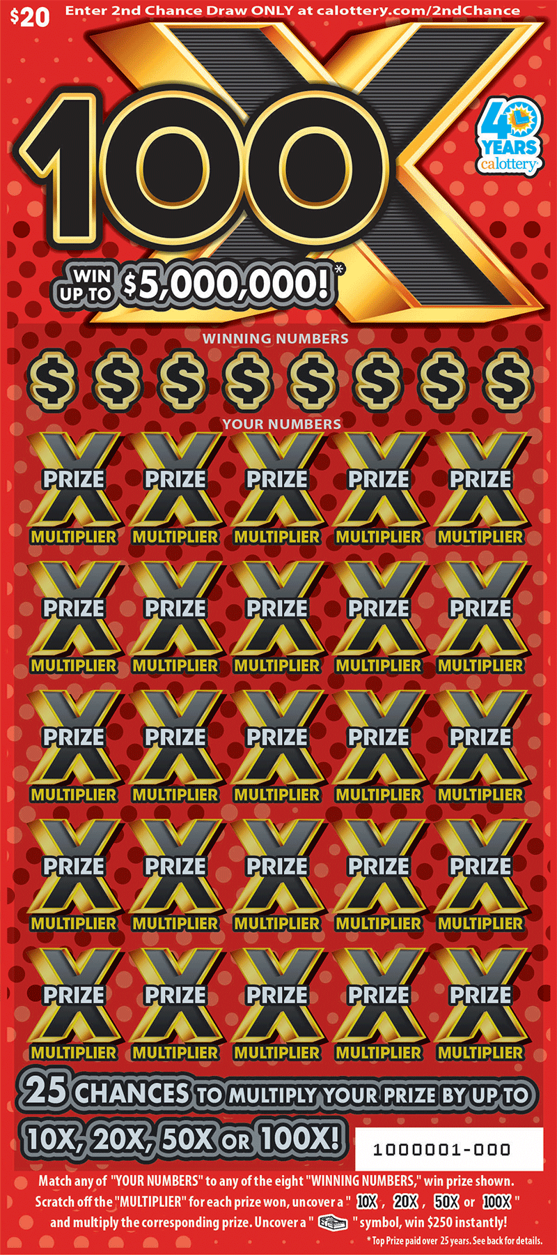 100X (1696) | California State Lottery