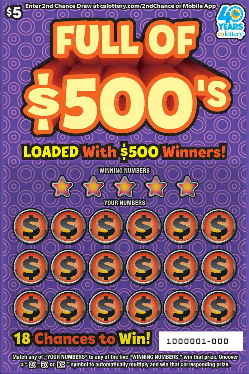 FULL OF 500'S scratcher from California Lottery