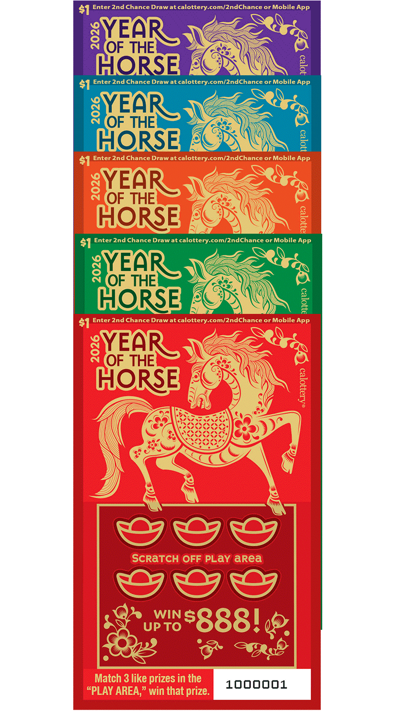 YEAR OF THE HORSE scratcher from California Lottery