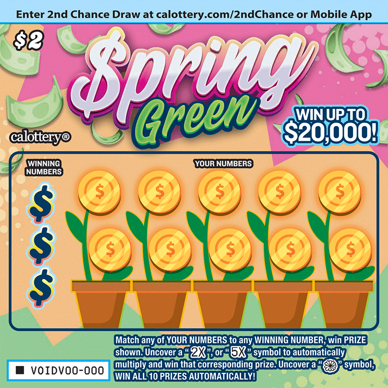 $PRING GREEN scratcher from California Lottery