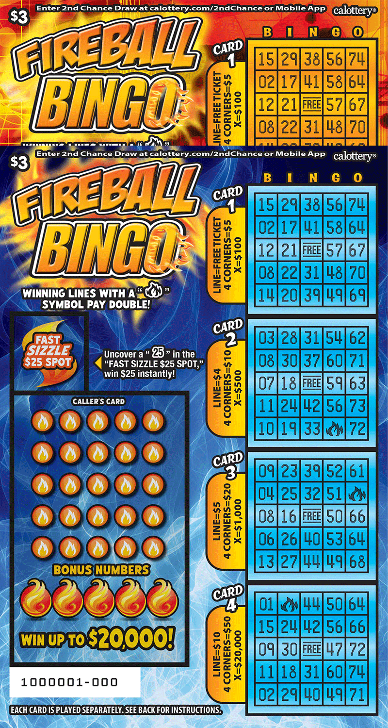 FIREBALL BINGO scratcher from California Lottery