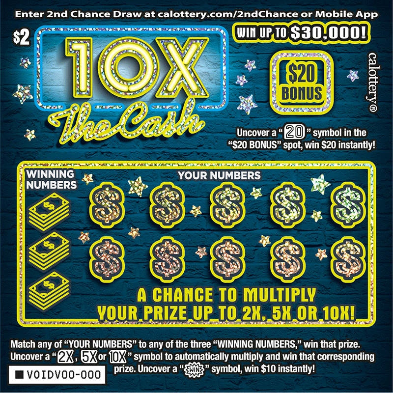 10X THE CASH scratcher from California Lottery
