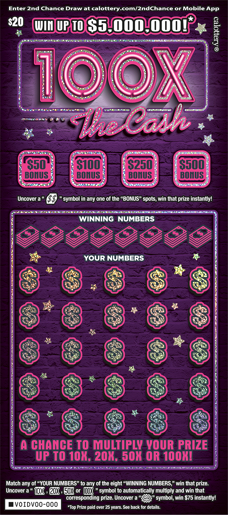 100X THE CASH scratcher from California Lottery