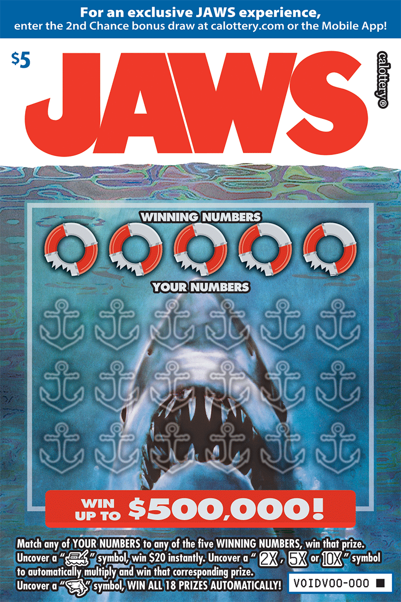 JAWS scratcher from California Lottery