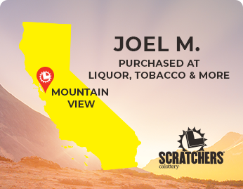 Scratchers 당첨자 Joel M.(Mountain View, California).티켓 구매처: Liquor, Tobacco & More.